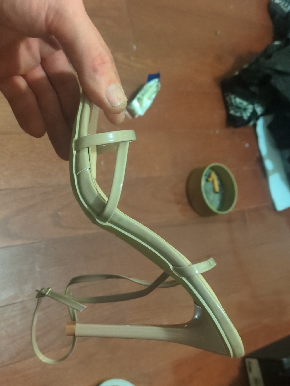 Beige Strappy High Heel Sandals - Women